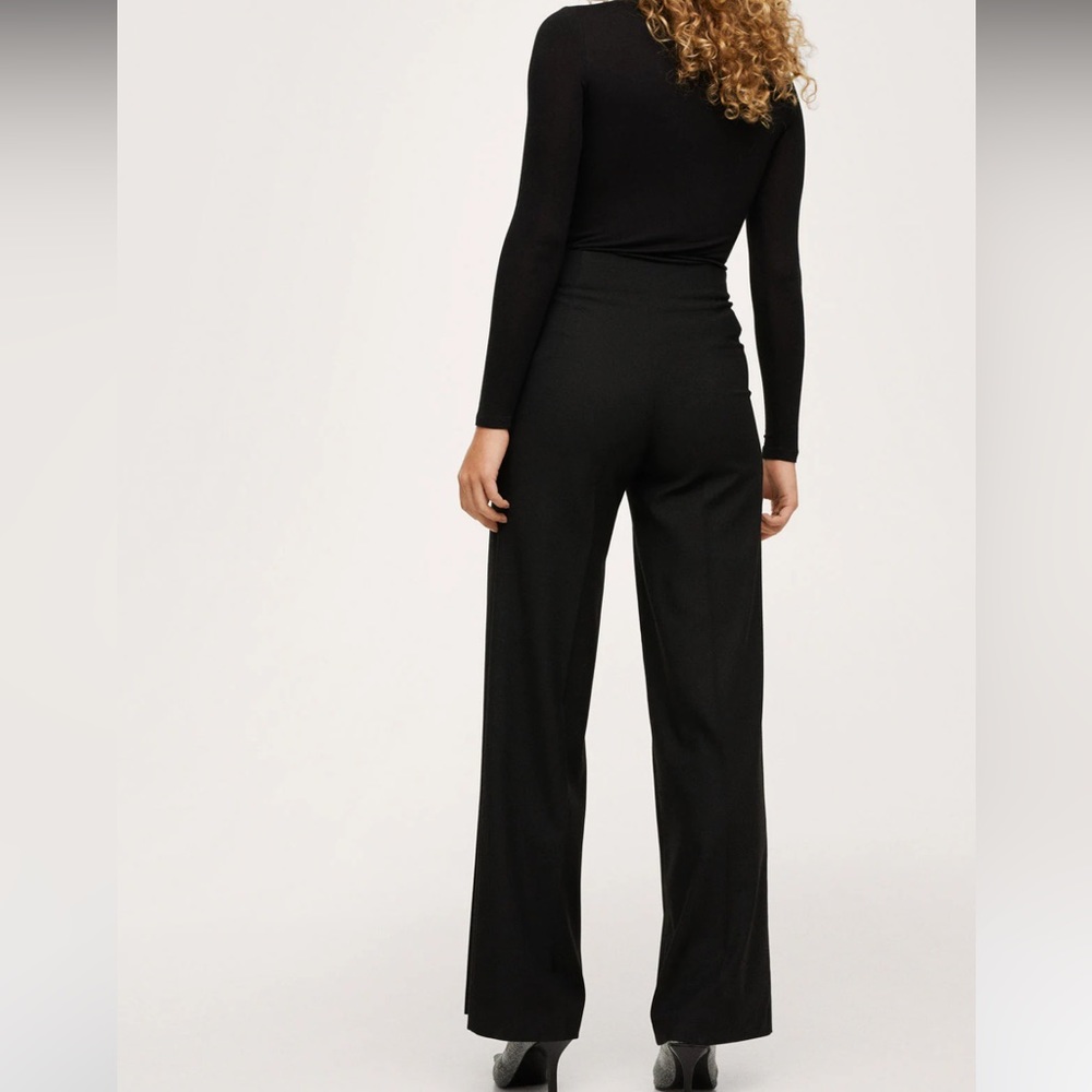 Mango black wide legs suit high waist pants.